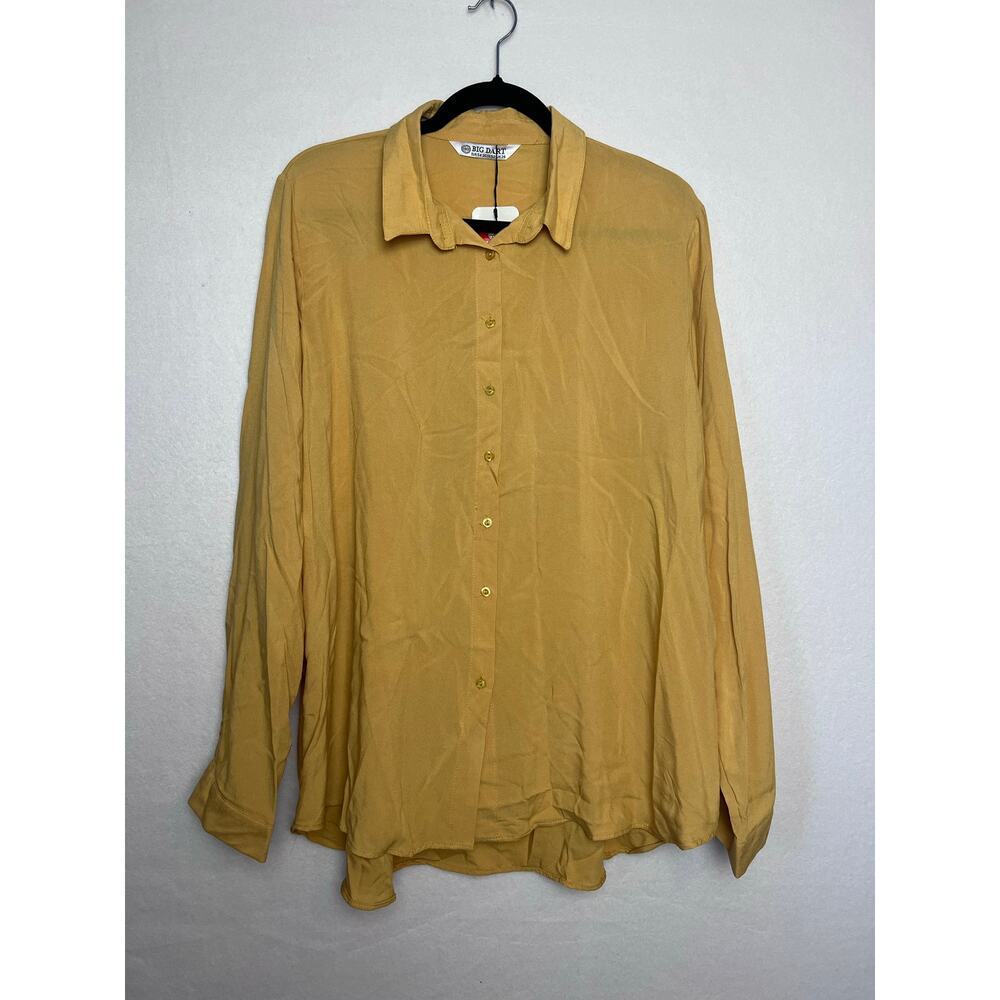 Big Dart Women's Button Up Yellow Long Sleeve Blouse Shirt Size EUR 54 US 2X NWT